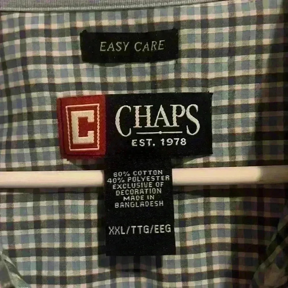 Chaps Plaid XXL Men’s Button Down Short Sleeve Shirt Light blue NWT - Picture 6 of 9